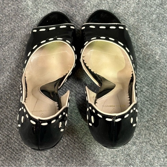 John Fluevog Heels Women’s 8.5 Listen Up Audrey Patent Leather Classic Black - Picture 1 of 9